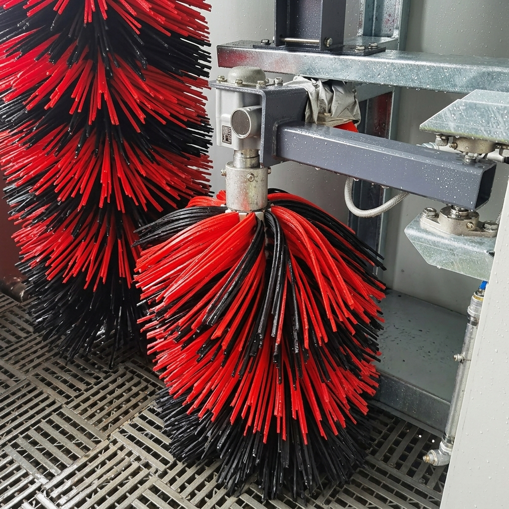 Red car wash brush equipment